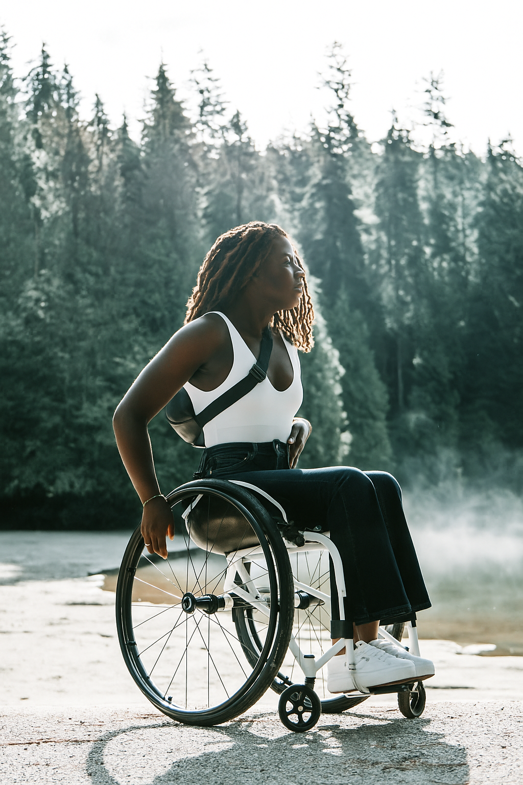 black woman on wheel chair