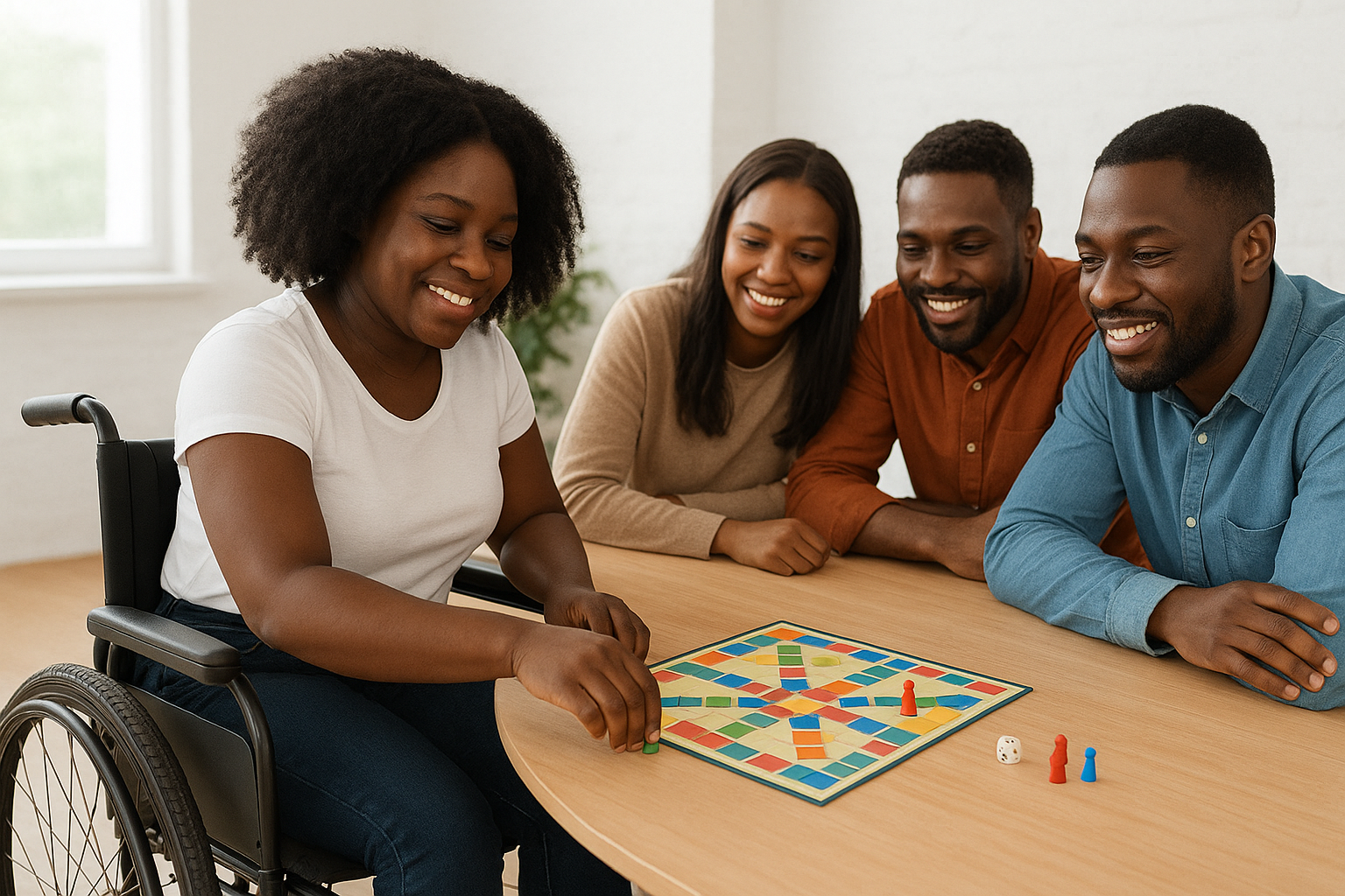 black woman on wheel chair playing game